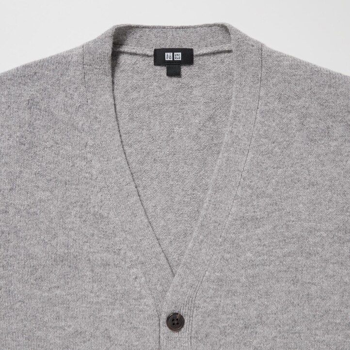 suéteres de cuello en v de lana de cordero premium uniqlo para hombre en gris