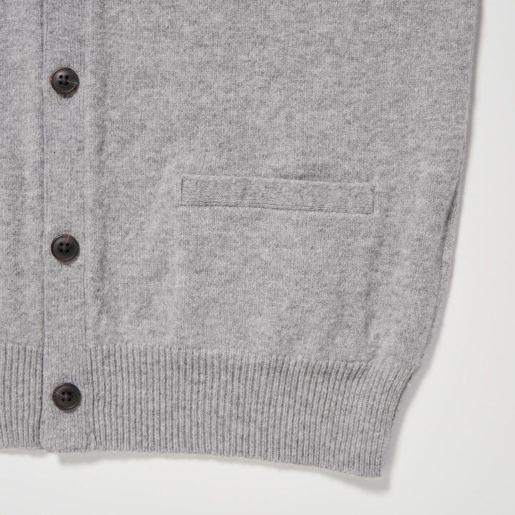 suéteres de cuello en v de lana de cordero premium uniqlo para hombre en gris