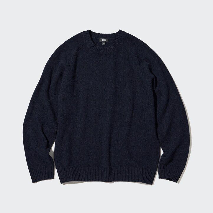 suéteres de cuello redondo de lana de cordero premium uniqlo para hombre blancos