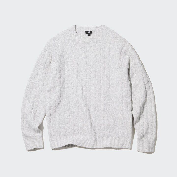 suéteres de cuello redondo de punto uniqlo souffle yarnble para hombre blancos