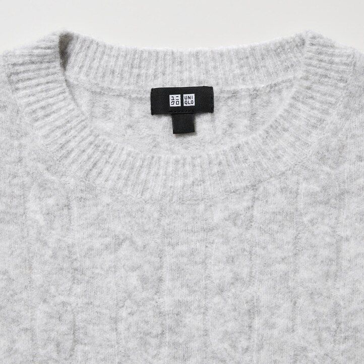 suéteres de cuello redondo de punto uniqlo souffle yarnble para hombre blancos