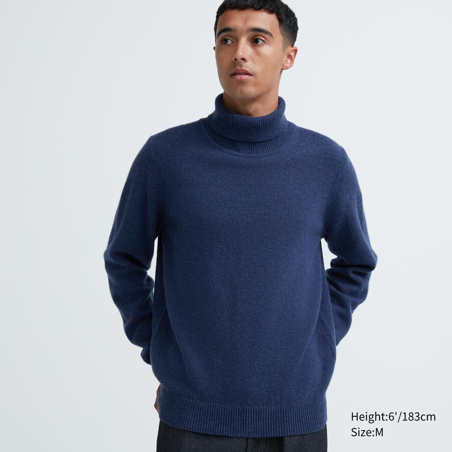 jerséis de lana de cordero premium uniqlo para hombre en azul