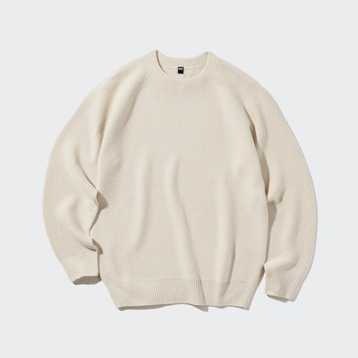 suéteres de cuello redondo sin costuras de punto 3d de uniqlo para hombre color rosa