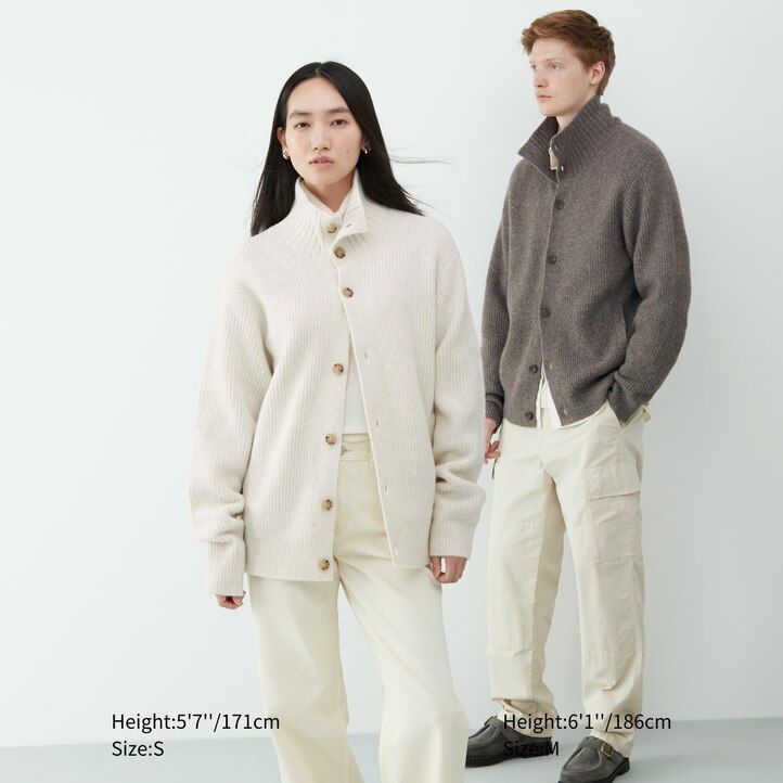 suéteres de cuello alto de calibre bajo de hilo soufflé uniqlo marrón para hombre