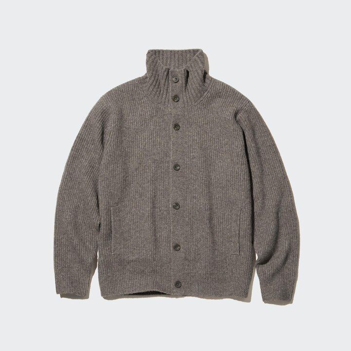 suéteres de cuello alto de calibre bajo de hilo soufflé uniqlo marrón para hombre