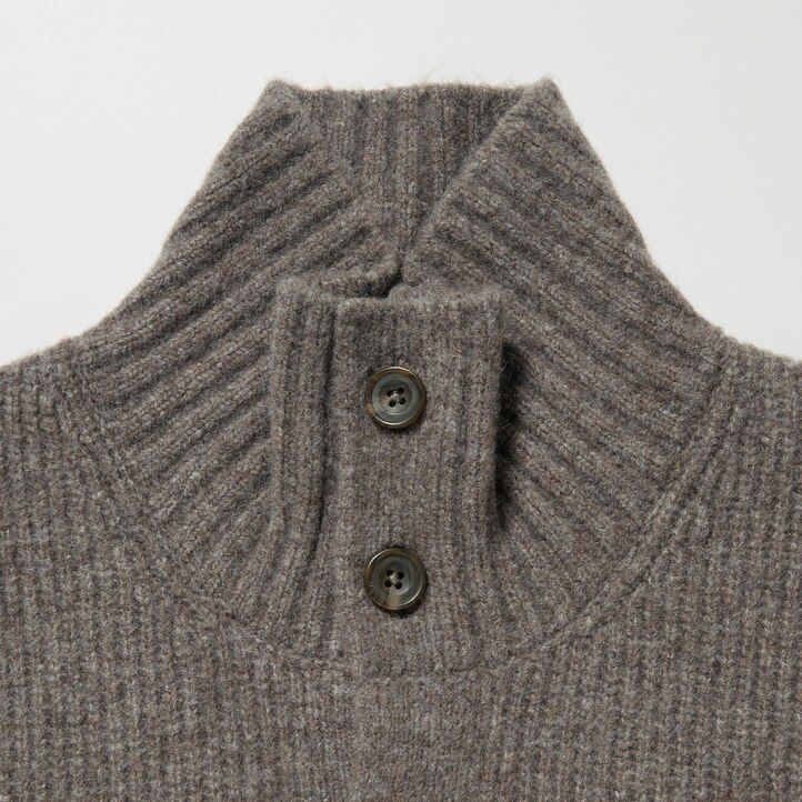 suéteres de cuello alto de calibre bajo de hilo soufflé uniqlo marrón para hombre