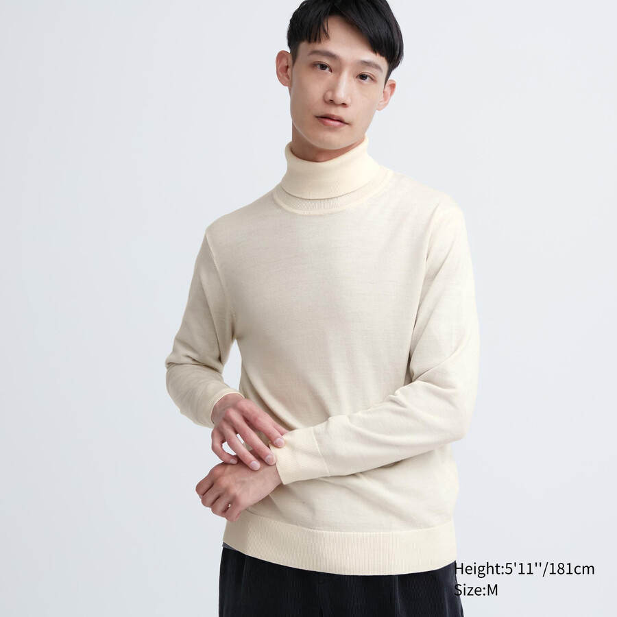 jerséis blancos uniqlo 100 merino extrafino para hombre