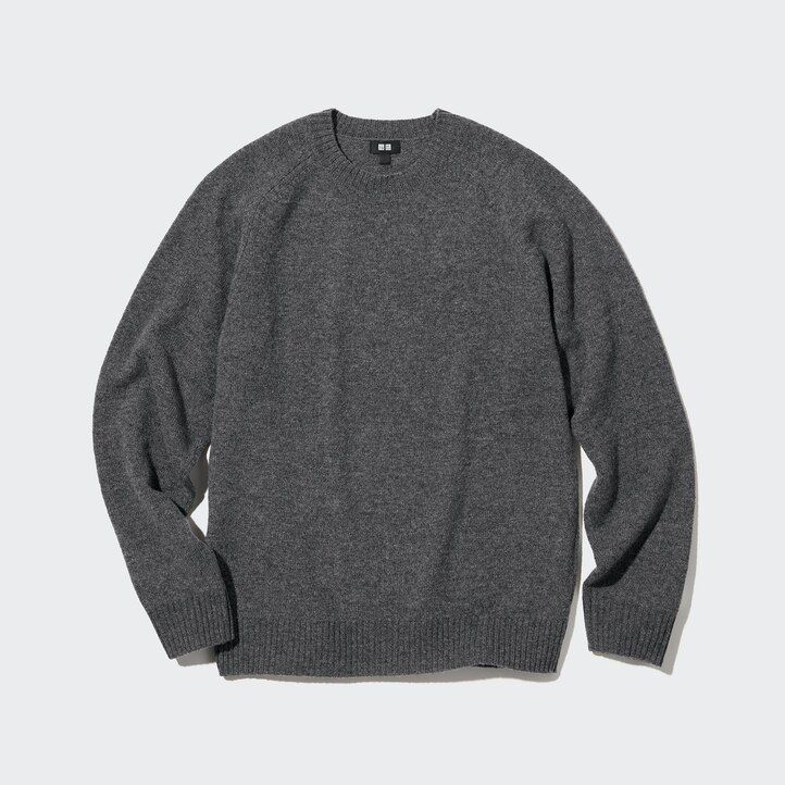 jerséis de cuello redondo de lana de cordero premium de uniqlo naranja para hombre