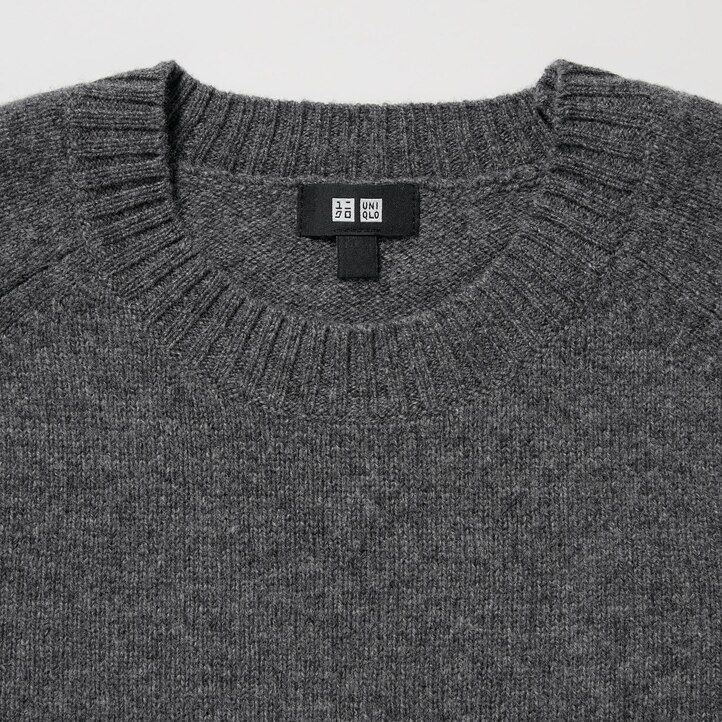 jerséis de cuello redondo de lana de cordero premium de uniqlo naranja para hombre