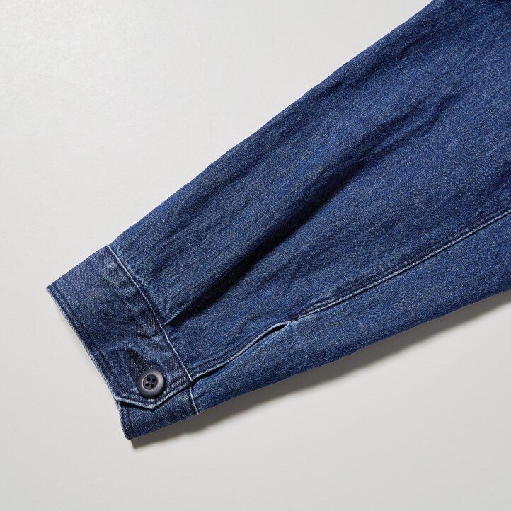 camisa utilitaria de mezcla de algodón y lino uniqlo azul para hombre