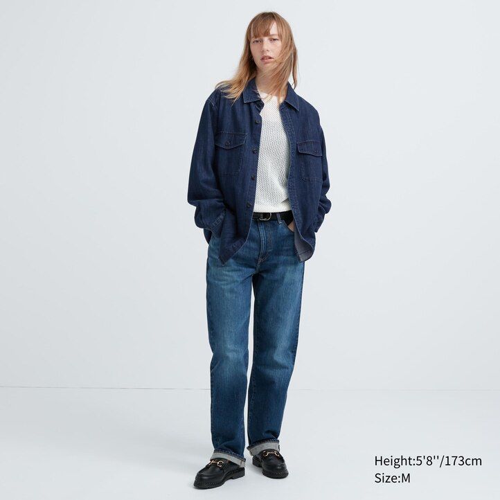 camisa vaquera oversize utility de uniqlo para hombre color azul