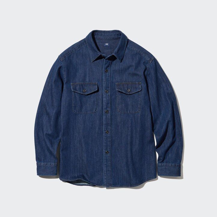 camisa vaquera oversize utility de uniqlo para hombre color azul