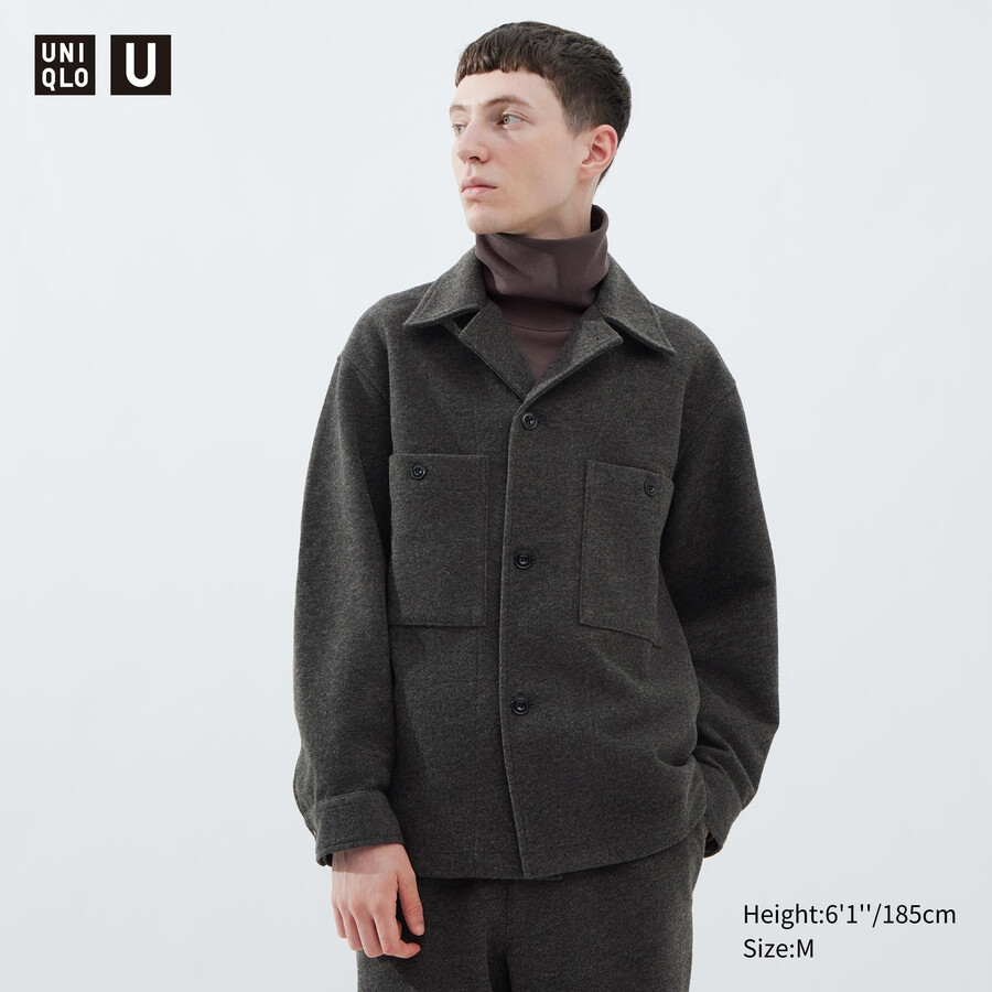 camisa de forro polar uniqlo para hombre gris