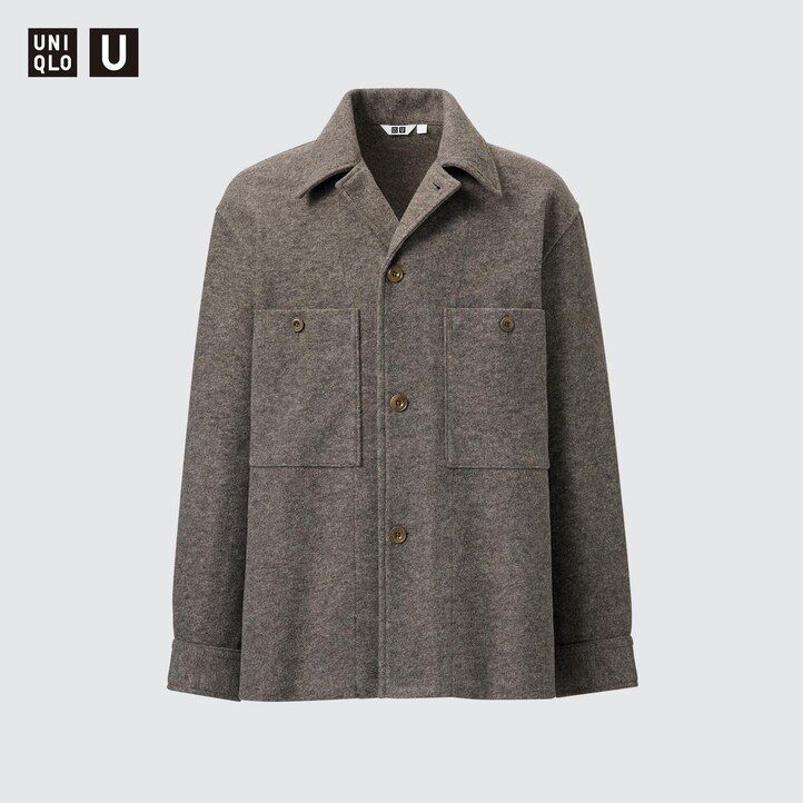 camisa de forro polar uniqlo para hombre gris