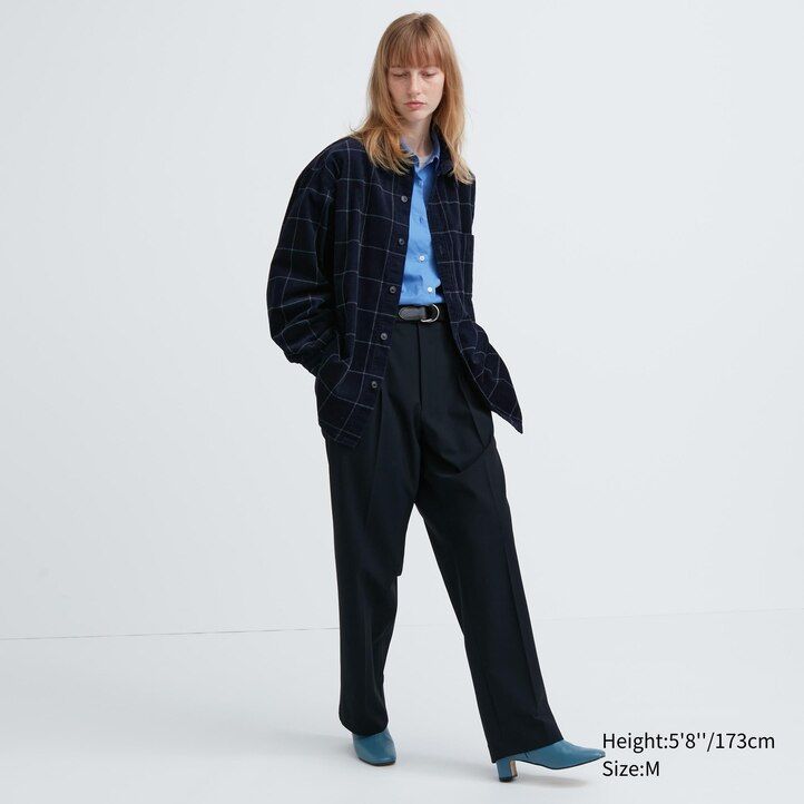camisa de pana extragrande a cuadros uniqlo para hombre en azul marino