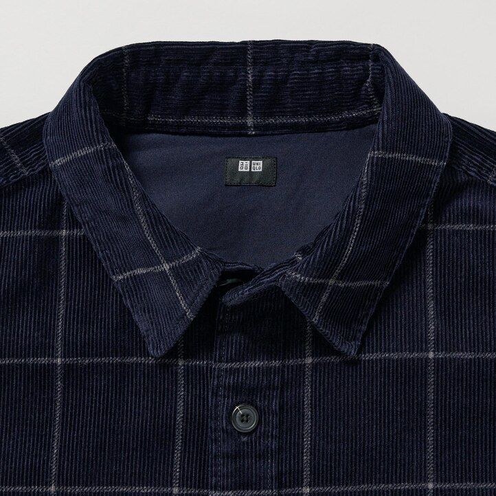 camisa de pana extragrande a cuadros uniqlo para hombre en azul marino
