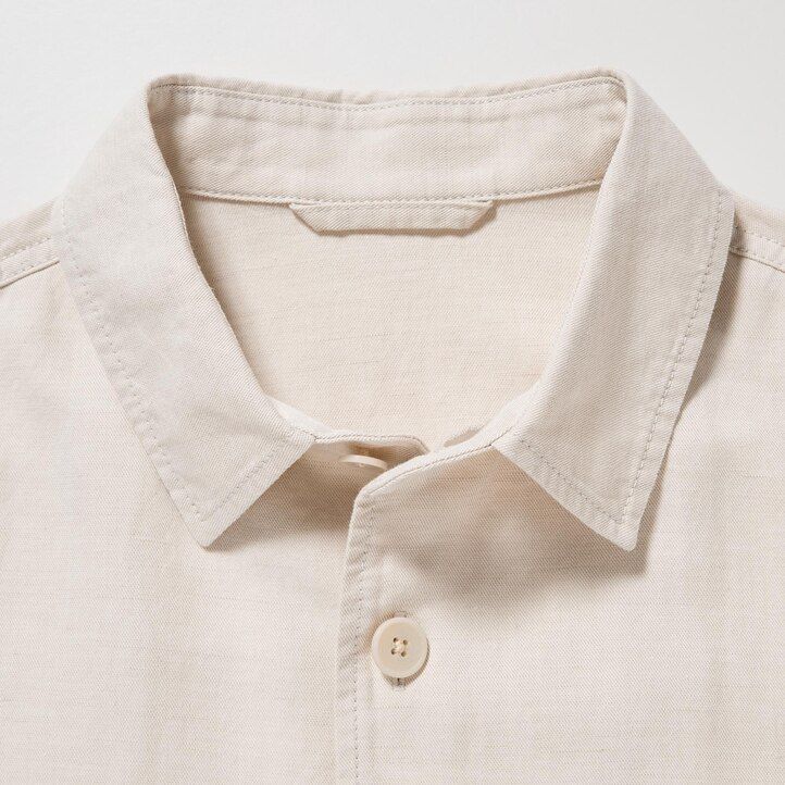 camisa de lino y algodón uniqlo para hombre en color oliva