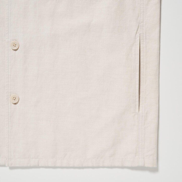 camisa de lino y algodón uniqlo para hombre en color oliva