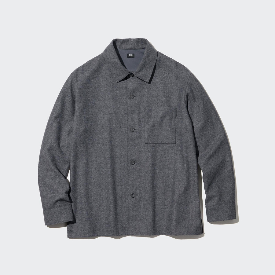 camisa de sarga cepillada uniqlo gris para hombre