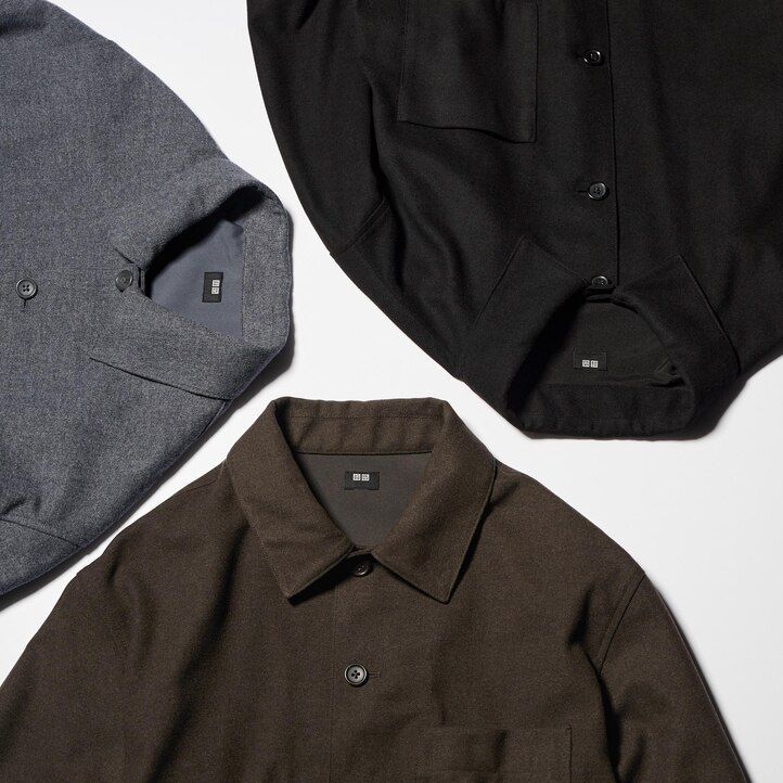 camisa de sarga cepillada uniqlo gris para hombre
