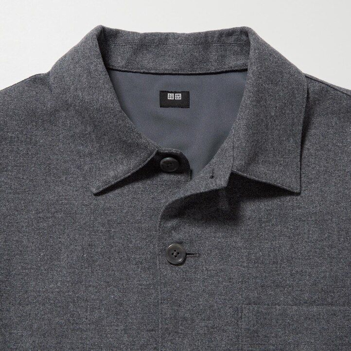 camisa de sarga cepillada uniqlo gris para hombre