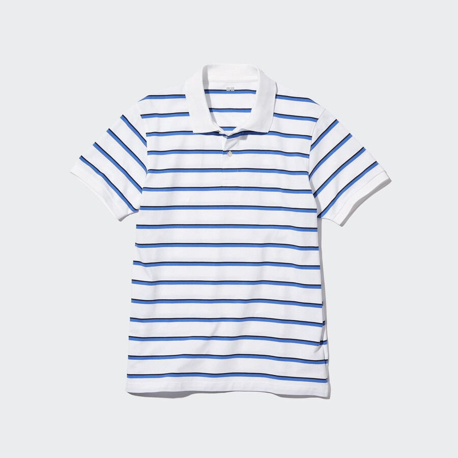 polo de rayas piqué seco uniqlo para hombre blanco