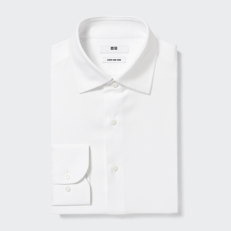 camiseta uniqlo super non iron regular fit blanca con cuello semicutaway para hombre