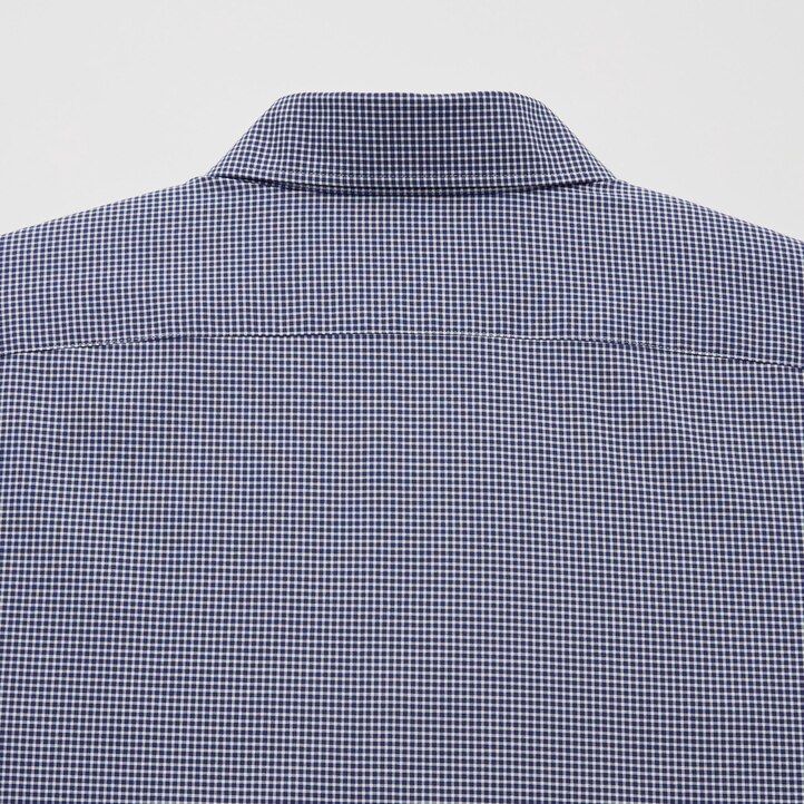 camisas uniqlo easyre stretch slim fit con cuello semicutaway a cuadros para hombre color azul marino