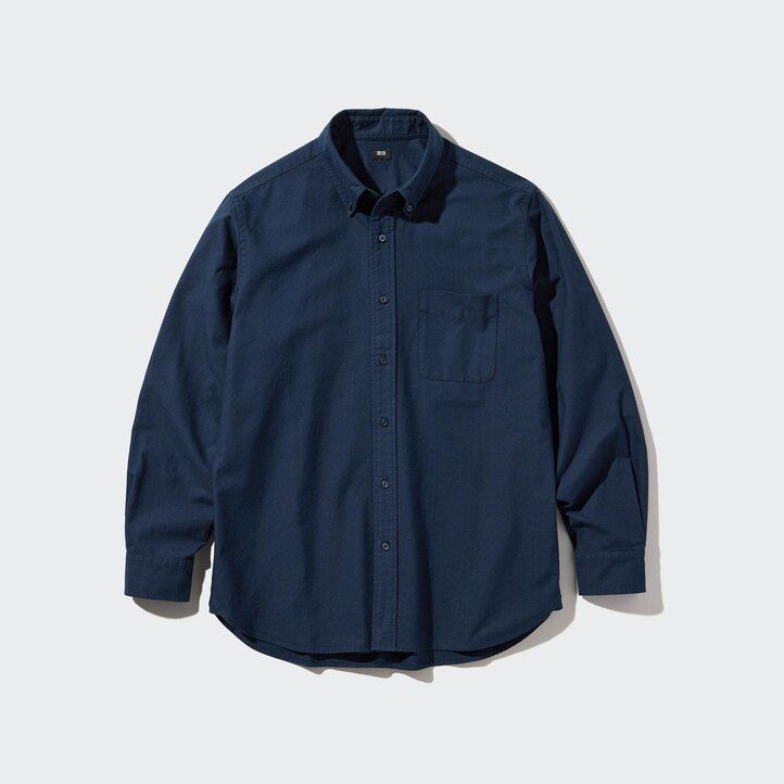 camisas oxford de corte regular y cuello regular para hombre de uniqlo blancas