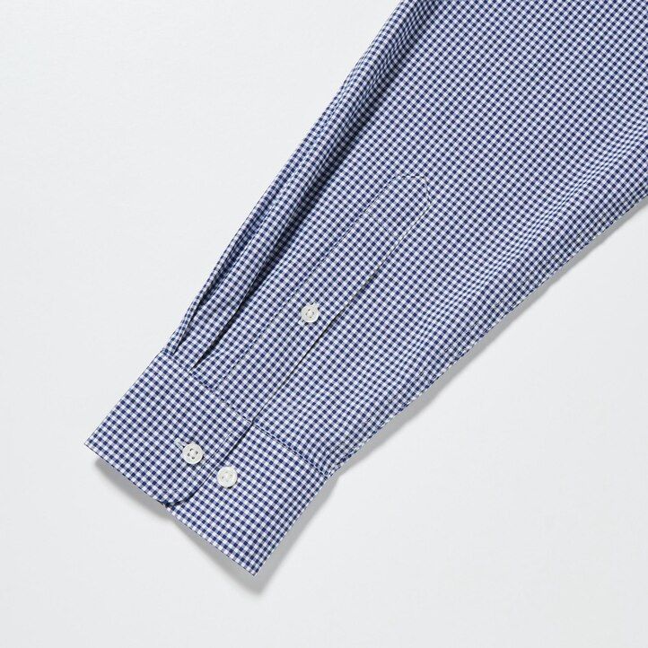 camisas de cuadros con cuello abotonado y corte regular de algodón extrafino uniqlo para hombre en azul