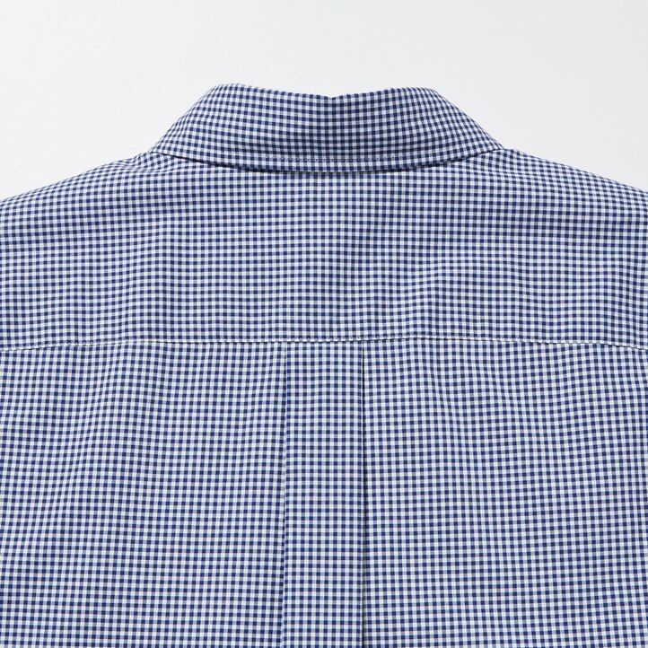 camisas de cuadros con cuello abotonado y corte regular de algodón extrafino uniqlo para hombre en azul