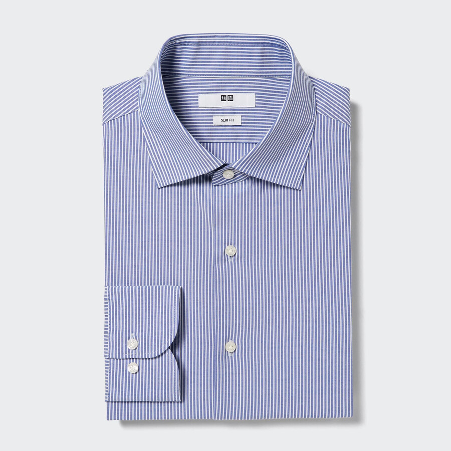 camisas de hombre uniqlo easyre stretch slim fit a rayas con cuello semicutaway
