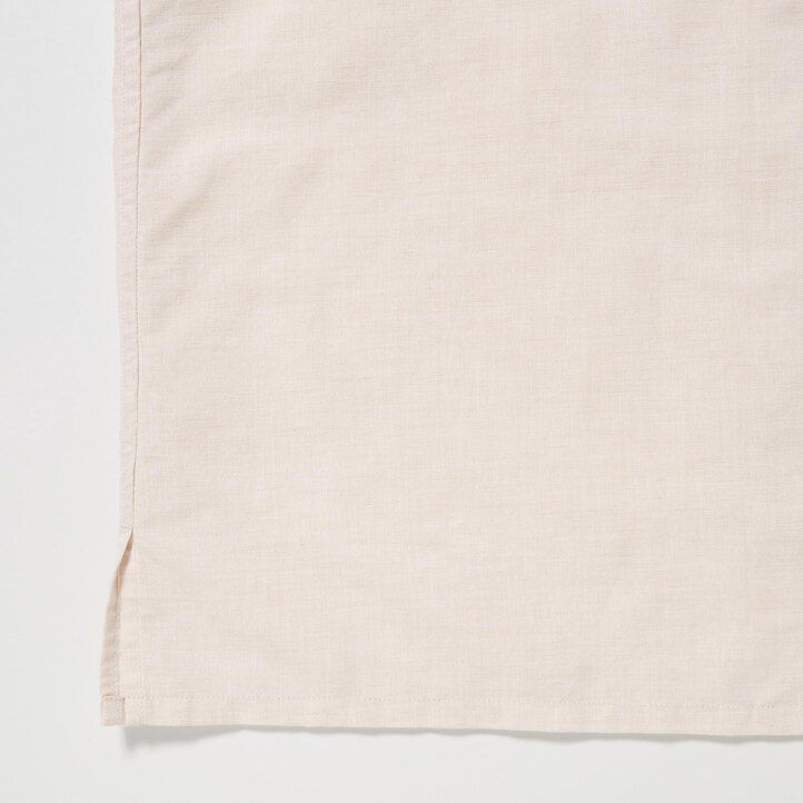 camisas de hombre con cuello abierto y mangas de mezcla de lino beige uniqlo