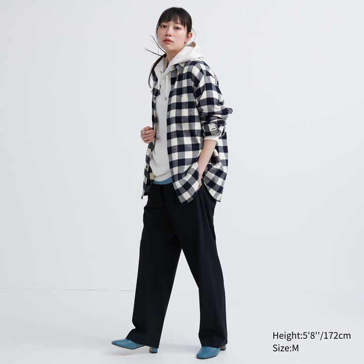 camisas uniqlo de franela de corte regular a cuadros con cuello regular para hombre blancas