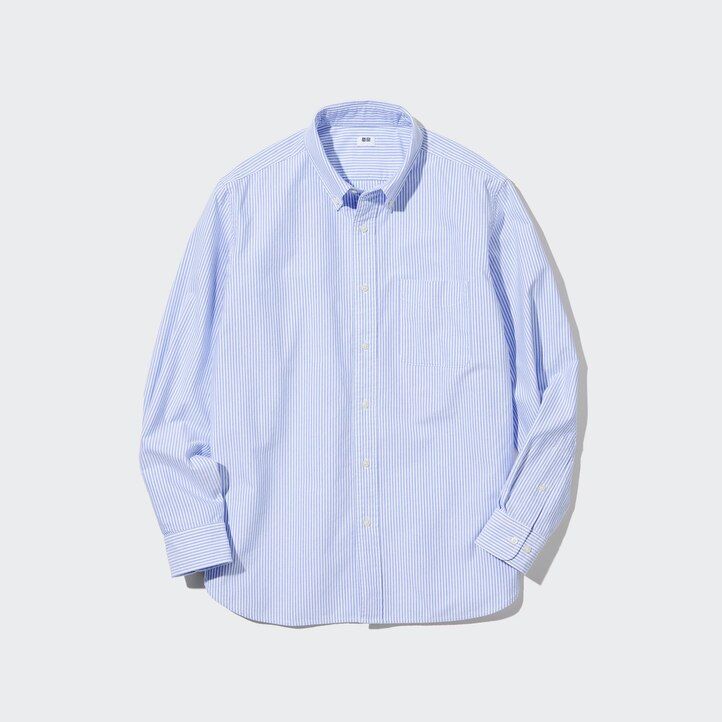 camisas oxford de rayas de corte regular de uniqlo en gris para hombre
