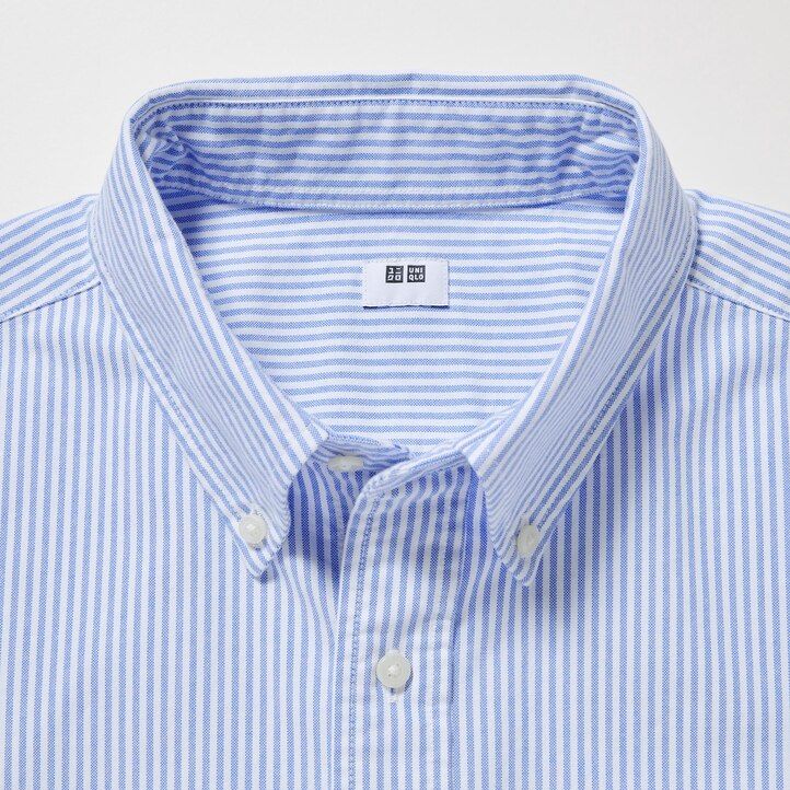 camisas oxford de rayas de corte regular de uniqlo en gris para hombre