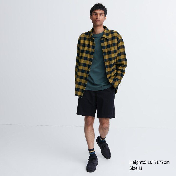 camisas uniqlo blancas de franela con cuello regular a cuadros para hombre