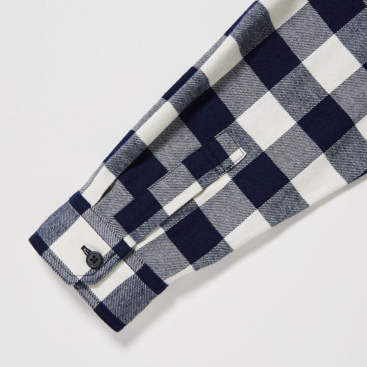 camisas uniqlo blancas de franela con cuello regular a cuadros para hombre