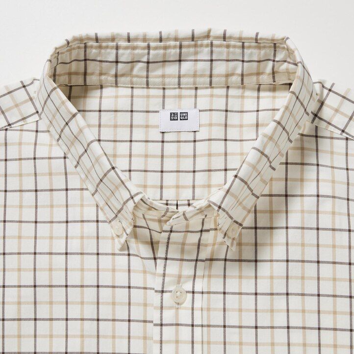 camisas uniqlo de algodón extrafino con cuello abotonado y cuadros corte regular para hombre color blanco