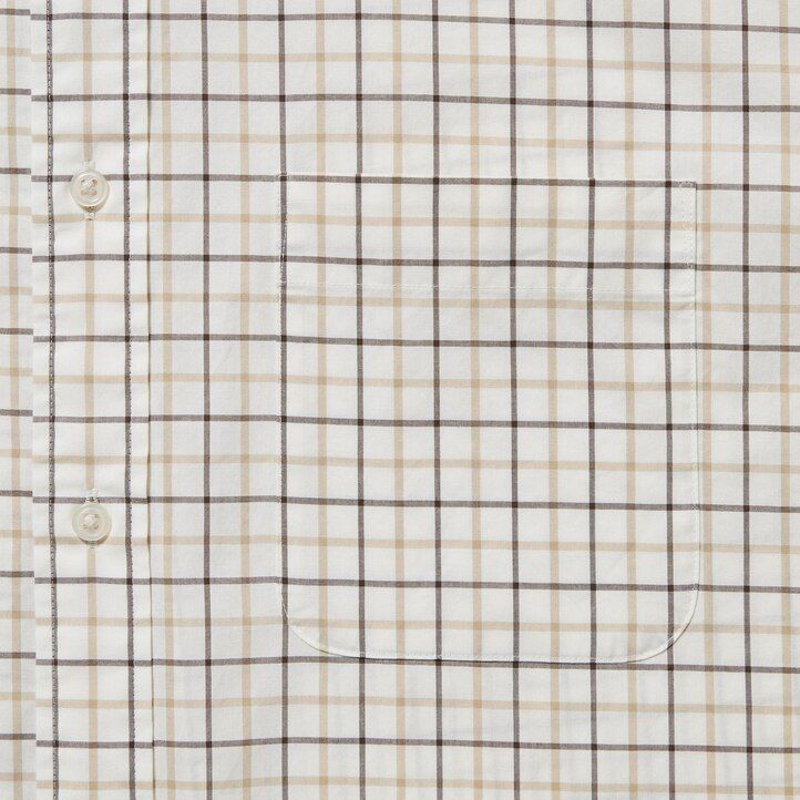 camisas uniqlo de algodón extrafino con cuello abotonado y cuadros corte regular para hombre color blanco