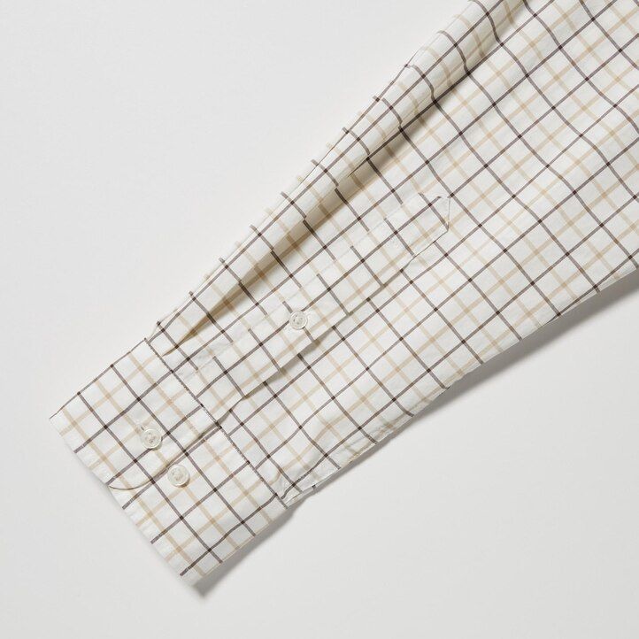 camisas uniqlo de algodón extrafino con cuello abotonado y cuadros corte regular para hombre color blanco