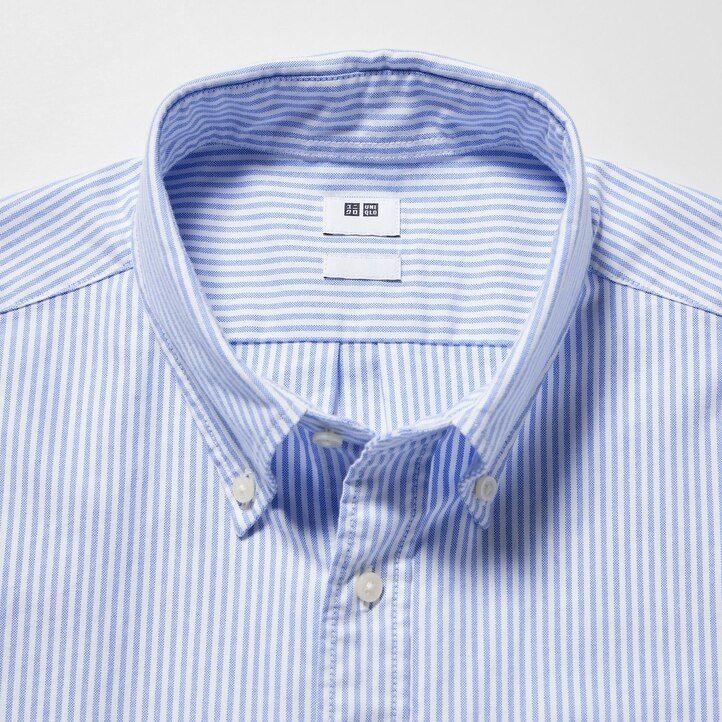 camisas oxford a rayas de corte entallado uniqlo para hombre color verde