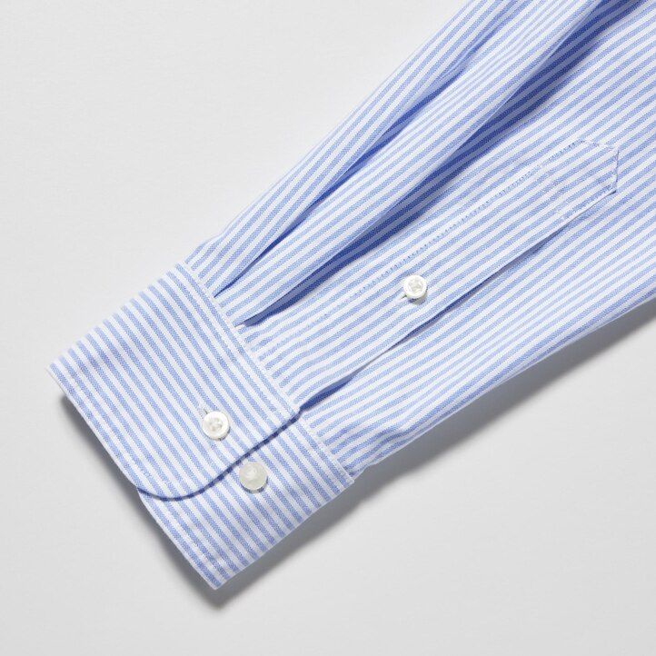 camisas oxford a rayas de corte entallado uniqlo para hombre color verde