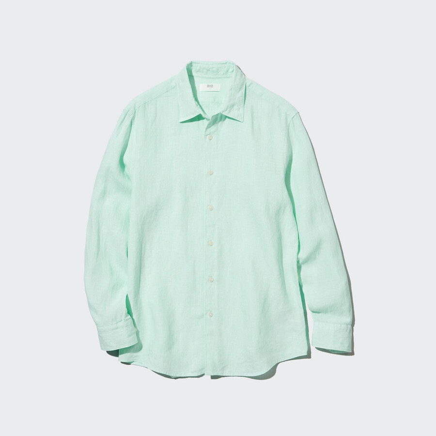 camiseta de lino premium uniqlo 100 algodón corte regular cuello regular para hombre verde claro