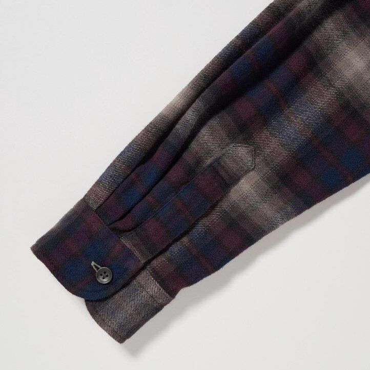 camisas de franela uniqlo de corte regular con cuello regular a cuadros para hombre en burdeos