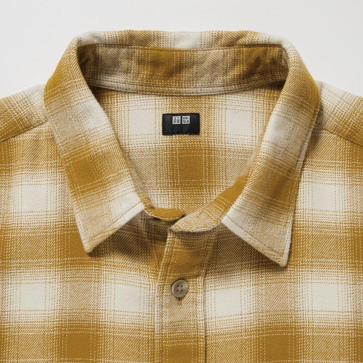 camisas de franela uniqlo de corte regular a cuadros con cuello regular para hombre en gris