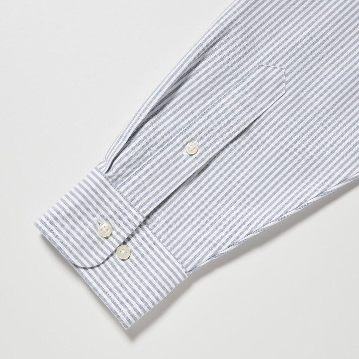 camisas oxford de rayas de corte regular y cuello regular de uniqlo para hombre en gris