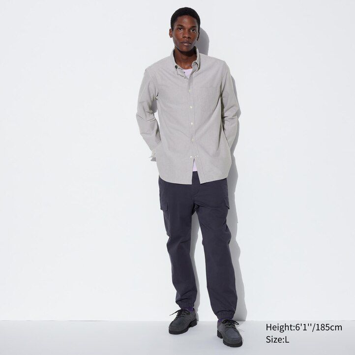 camisas oxford de corte entallado uniqlo para hombre en azul
