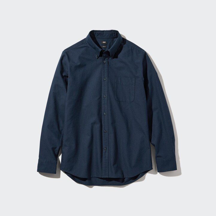 camisas oxford de corte entallado uniqlo para hombre en azul