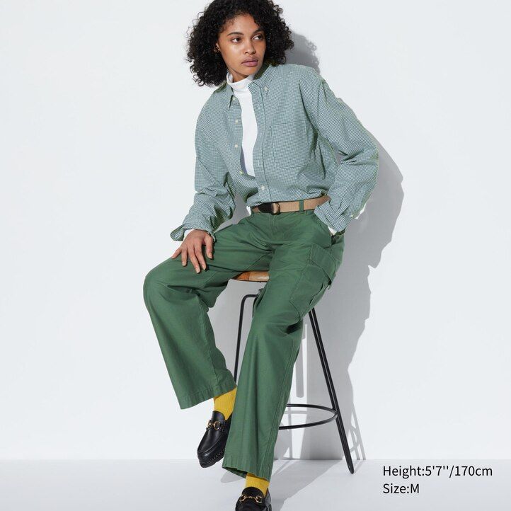 camisas de hombre uniqlo de algodón extrafino de corte regular a cuadros y cuello abotonado color marrón